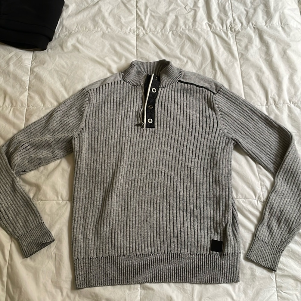 Grey Black Label Guess half zip sweater